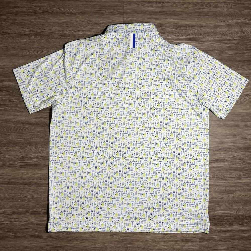 Men's Patterned Short-Sleeve Rhoback - White with Blue & Lime Cocktail Print - Picture 2 of 13